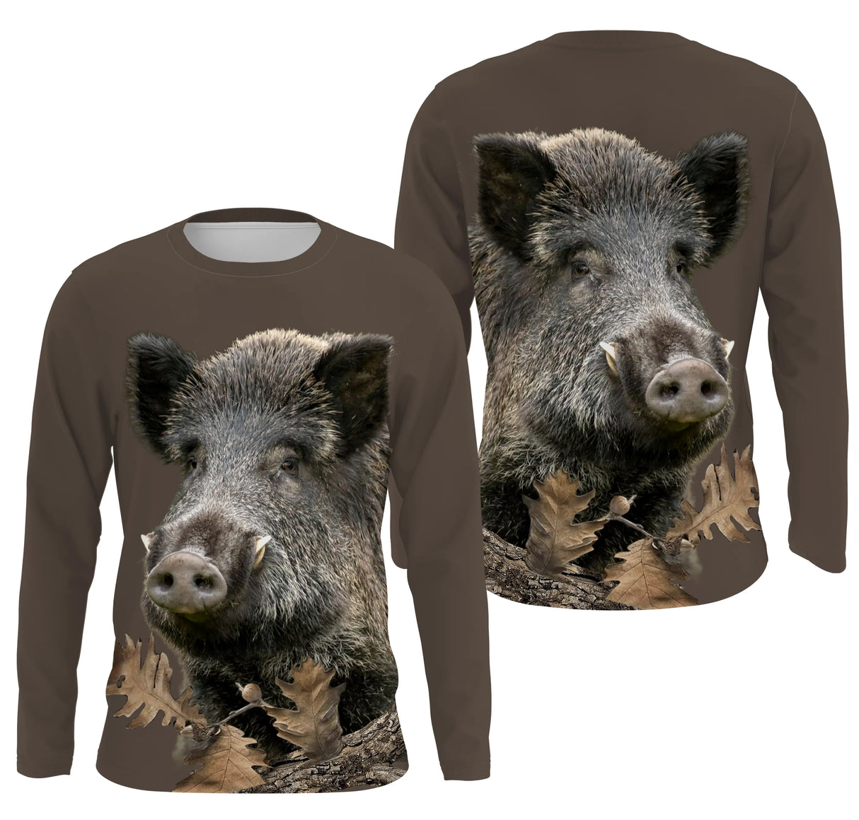 Sanglier, Tee shirt Chasseur, Marron ForĂȘt, Chasse aux Sangliers - CTS22032203_2