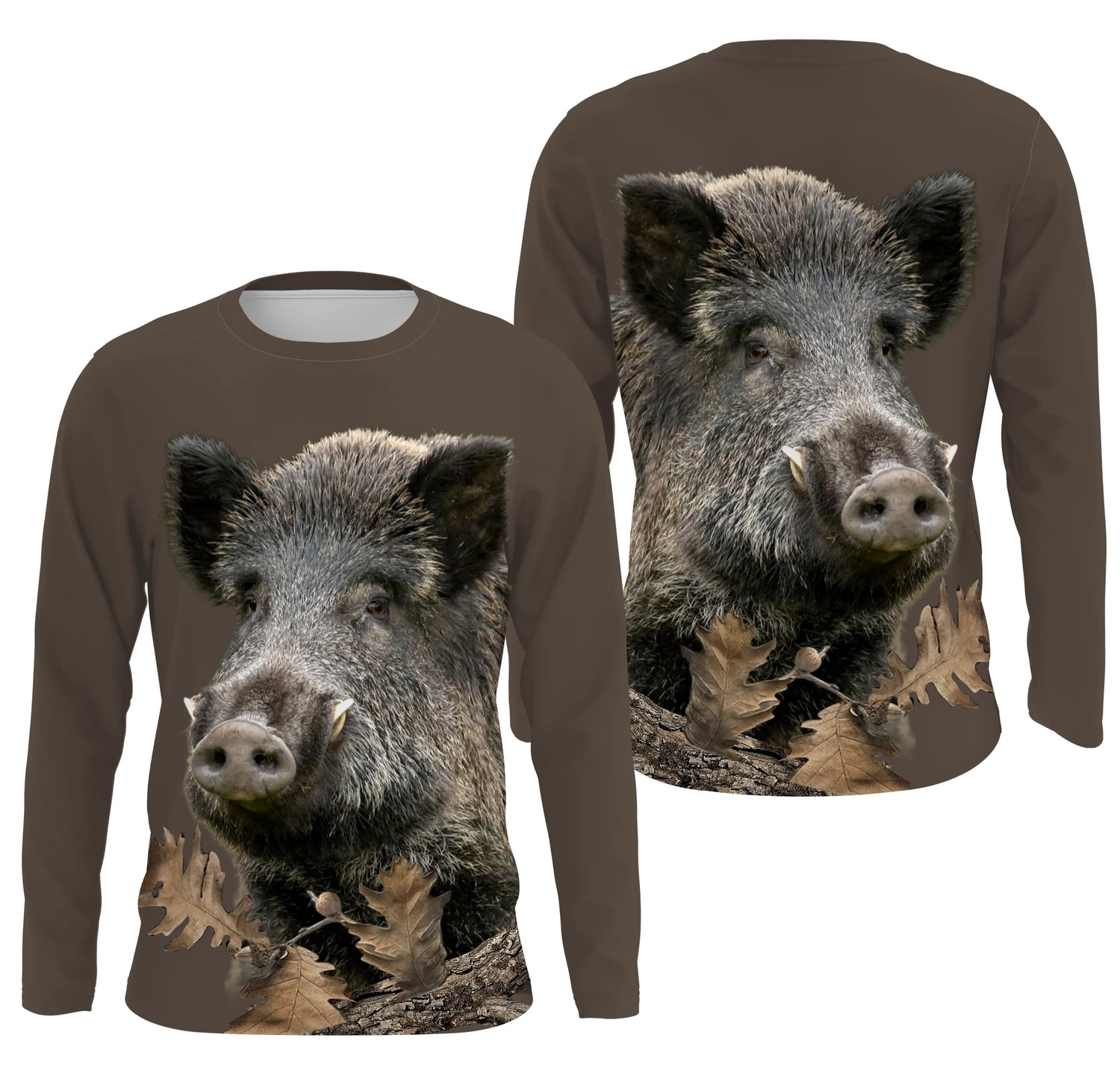 Sanglier, Tee shirt Chasseur, Marron ForĂȘt, Chasse aux Sangliers - CTS22032203_2