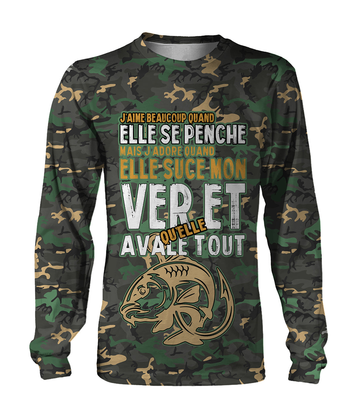 T-shirt camouflage chocolat humour pêche carpe motif texte feeder carpiste