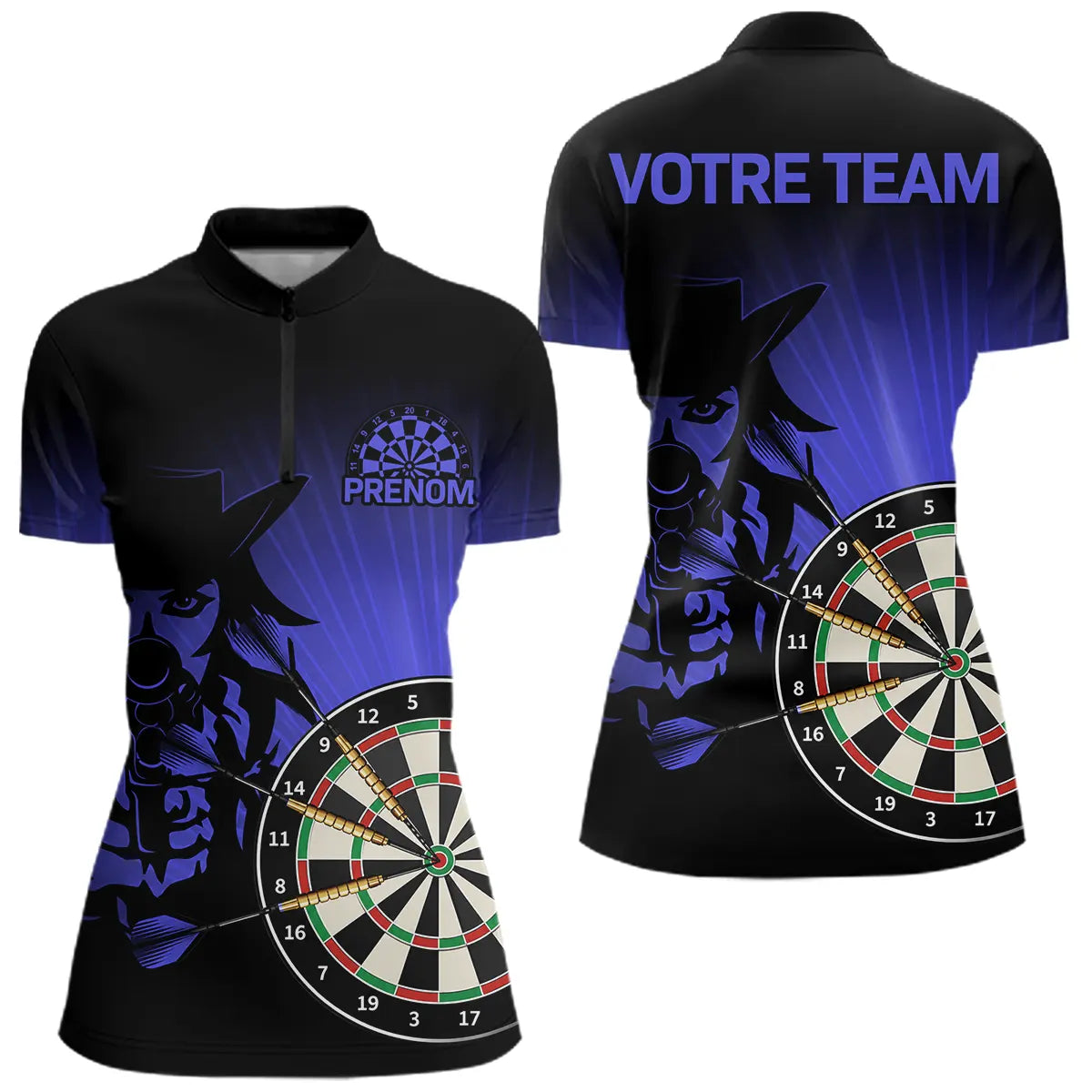 Maillot Fléchettes Compétition - Style Sniper Personnalisé - Polo Zippé Femme
