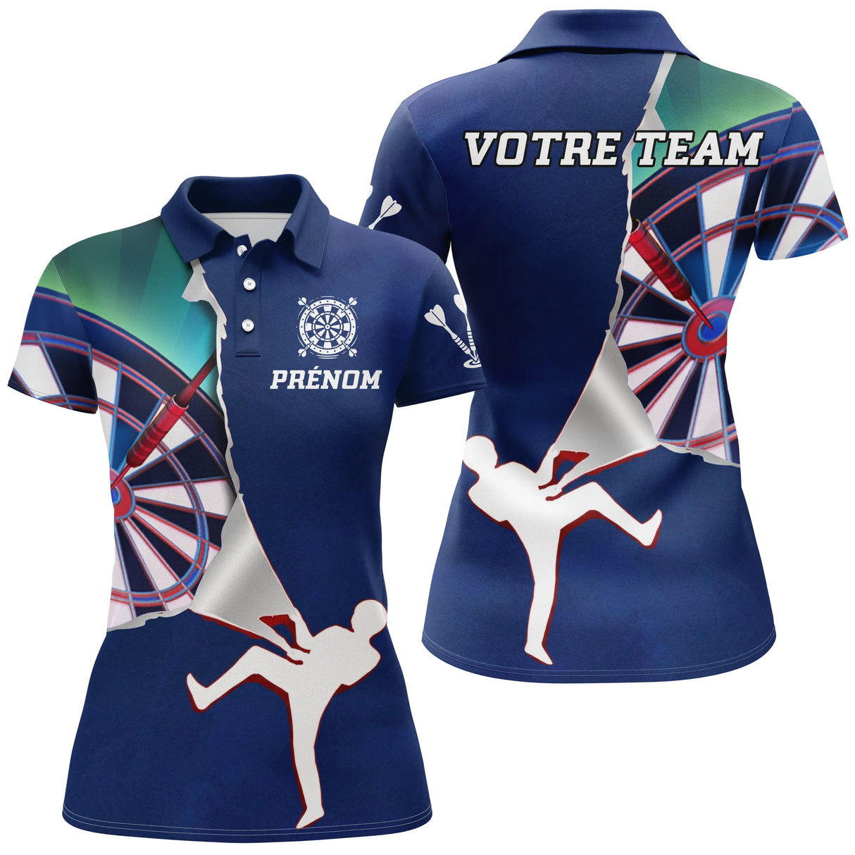 Maillot Fléchettes Marine Personnalisé – Style Sportif Dynamique - Polo Femme