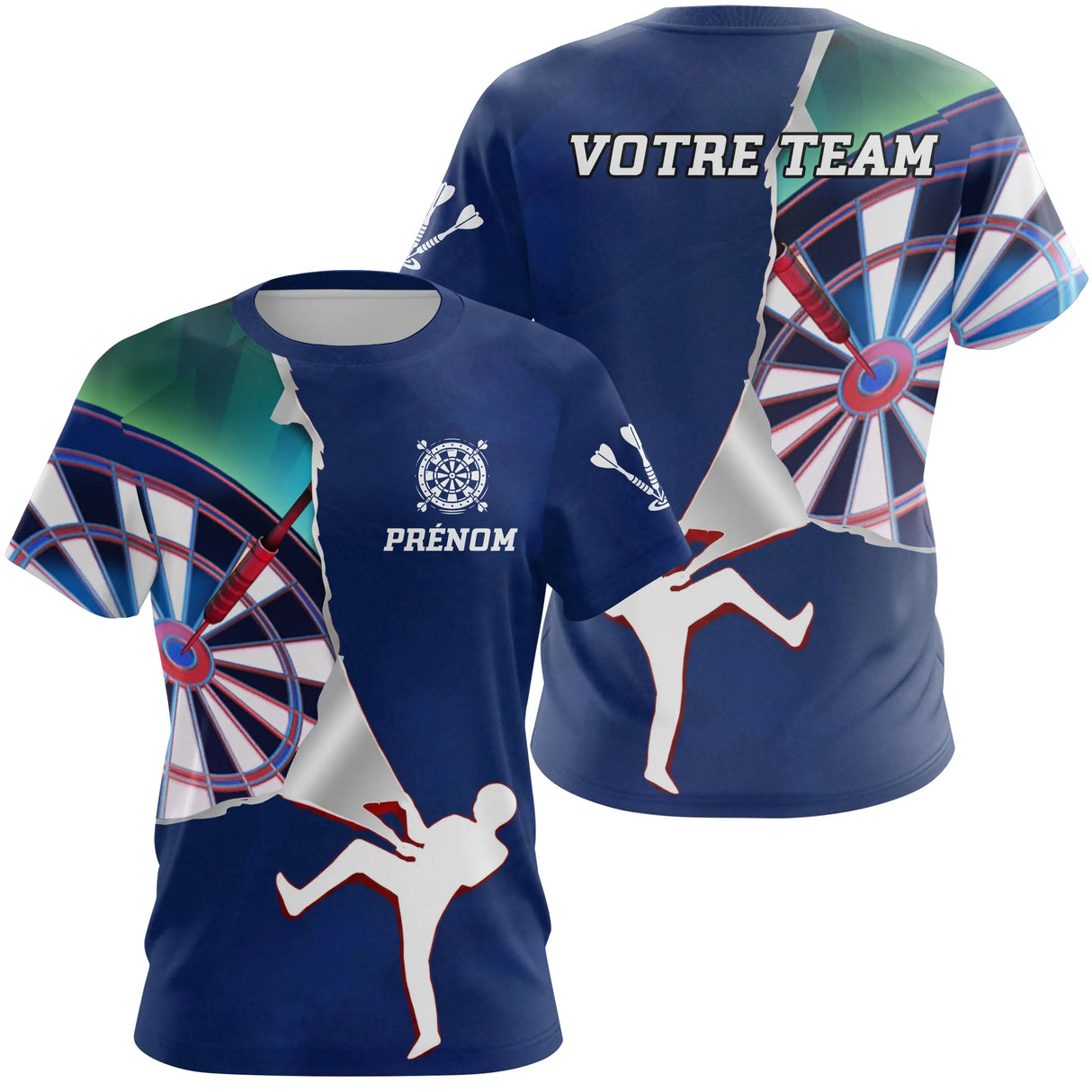 Maillot Fléchettes Marine Personnalisé – Style Sportif Dynamique - T-Shirt Femme