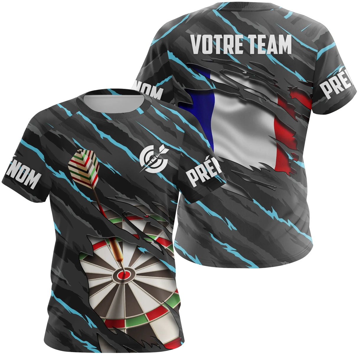 Maillot Fléchettes Personnalisé - Camo Drapeau Français - T-Shirt Femme