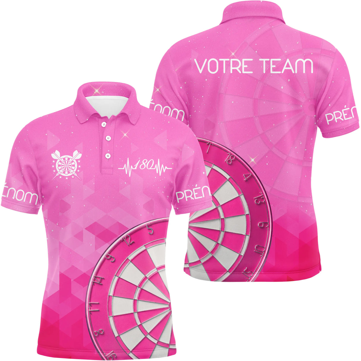 Maillot Fléchettes Personnalisé - Design Roses 180 - Polo Homme