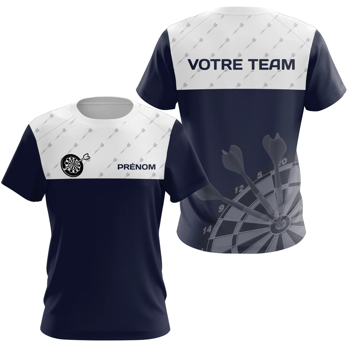 Maillot Fléchettes Personnalisé - Sportif Bleue & Blanche - T-Shirt Femme