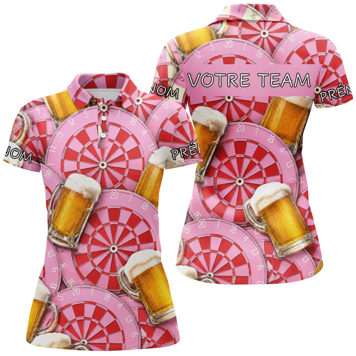Maillot Fléchettes Personnalisé - Style Rose & Bière - Polo Femme