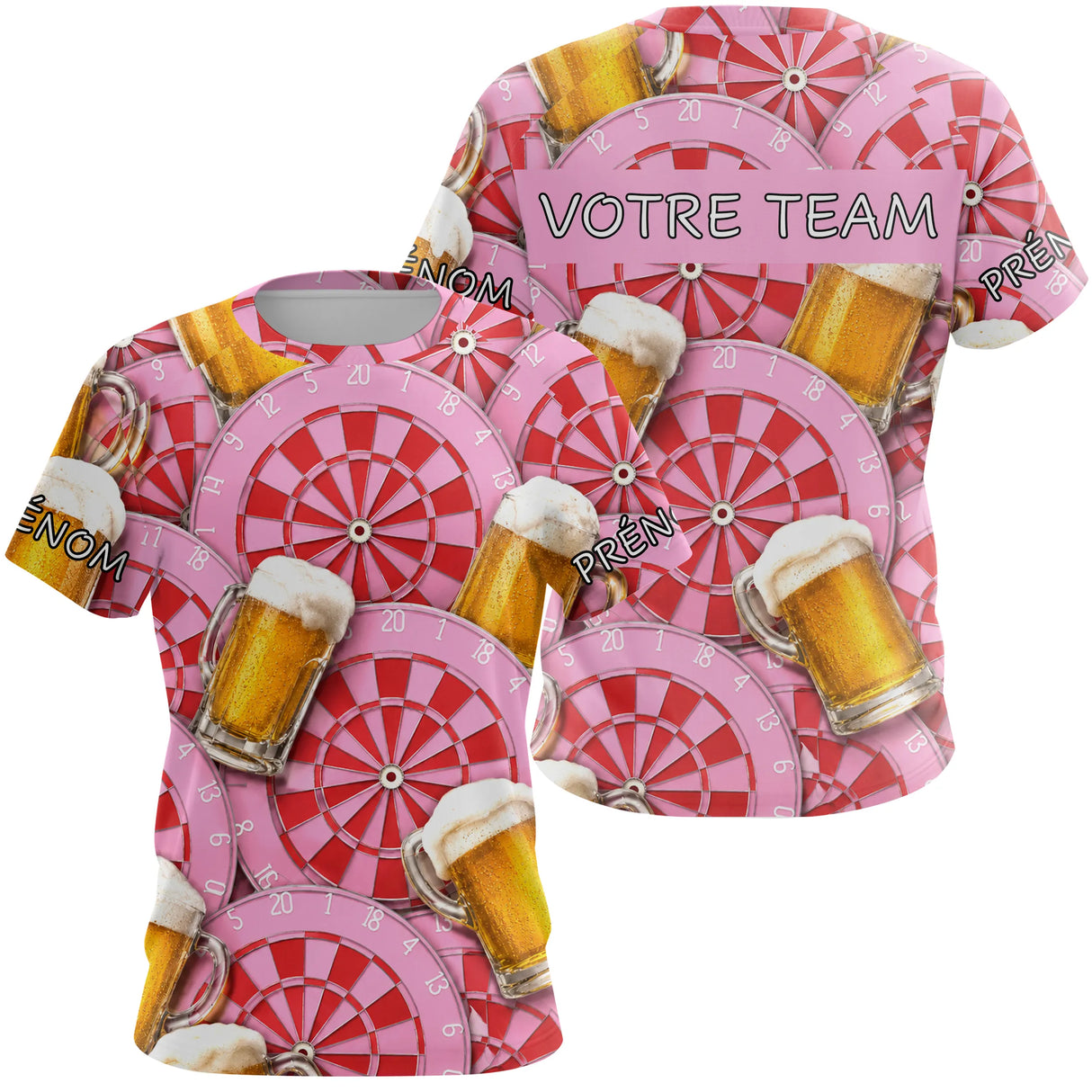 Maillot Fléchettes Personnalisé - Style Rose & Bière - T-Shirt Femme