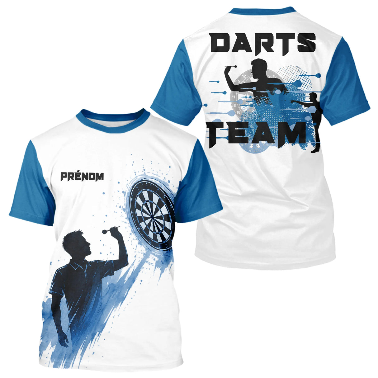 Maillot Fléchettes Personnalisé Bleu - Style Sportif Cible - T-Shirt Homme