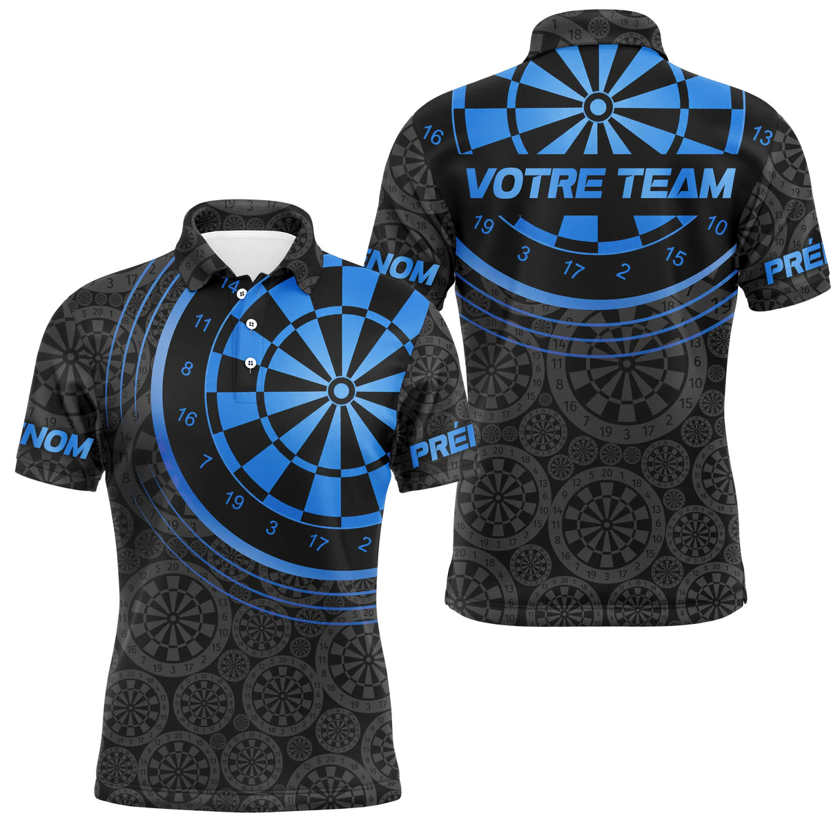 Maillot Fléchettes Personnalisé – Cible Bleue Graphique - Polo Homme