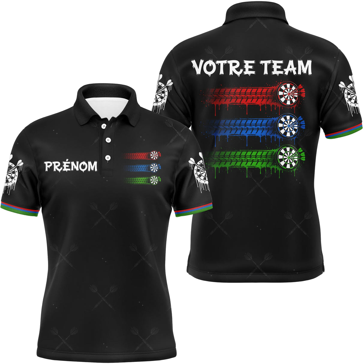 Maillot Fléchettes Personnalisé – Cibles Multicolores Rouge - Polo Homme