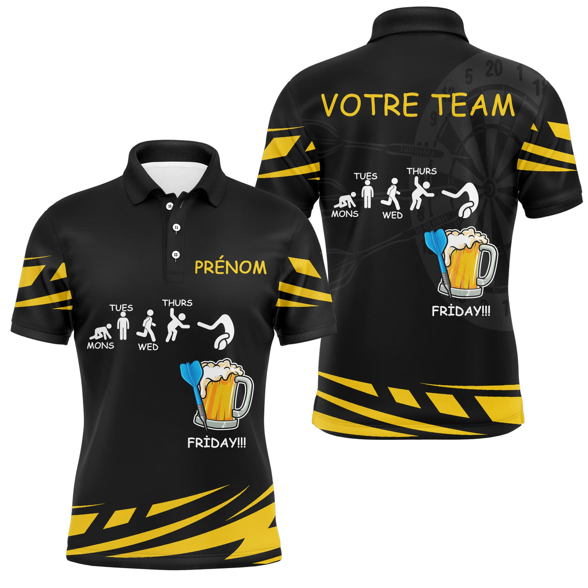 Maillot Fléchettes Personnalisé – Style Vendredi & Bière - Polo Homme