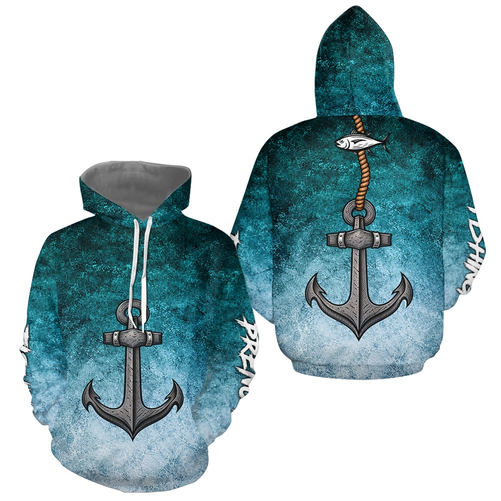 Maillot Pêche Homme Ancre - Marine Bleu Canard Personnalisé - Hoodie Homme