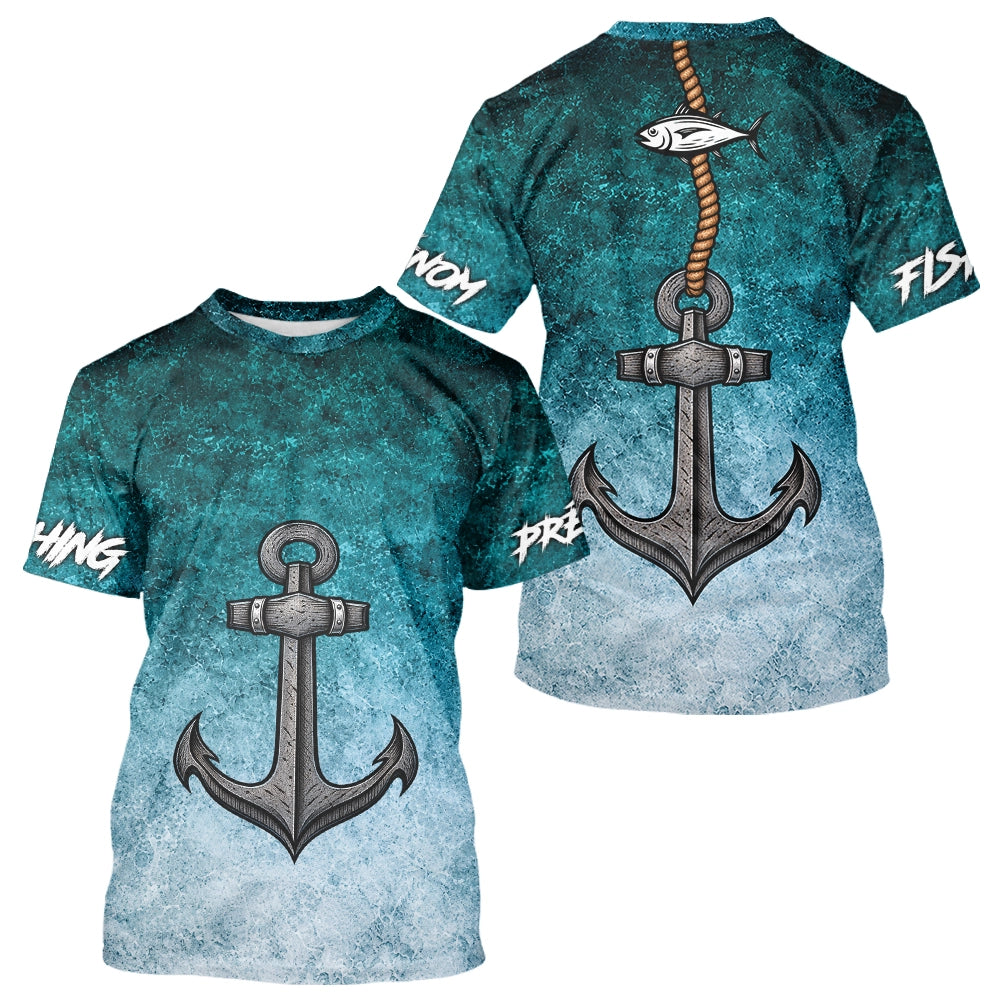 Maillot Pêche Homme Ancre - Marine Bleu Canard Personnalisé - T-Shirt Homme