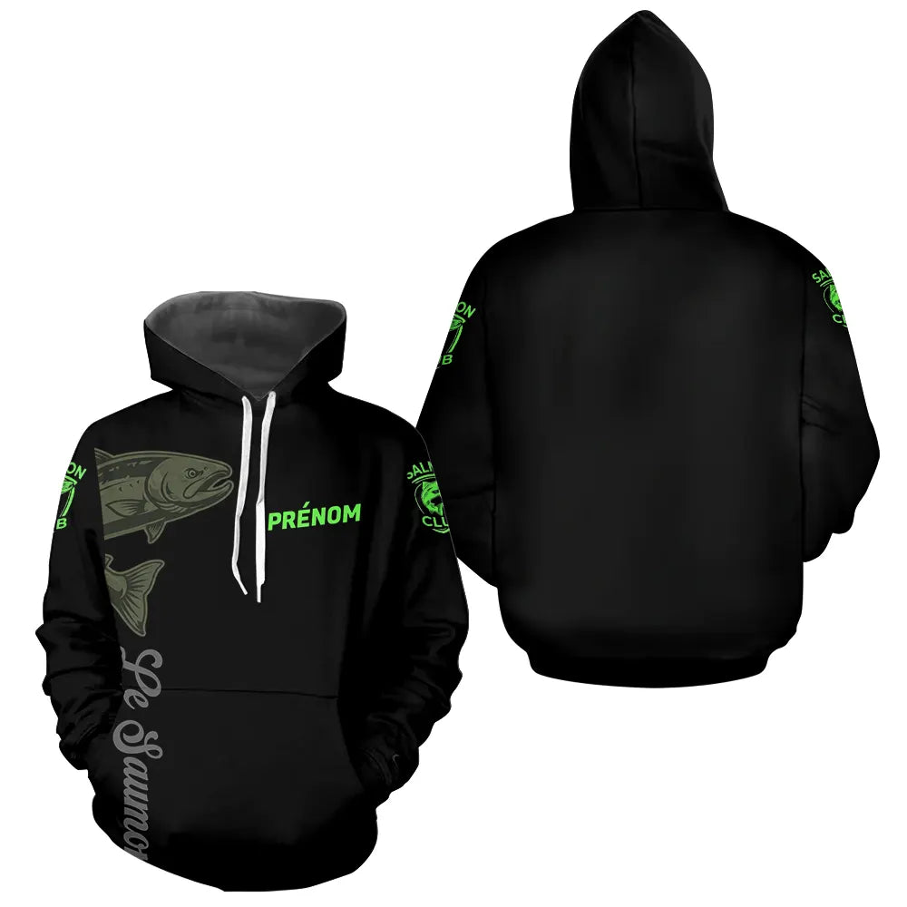 Maillot Pêche Le Saumon Vert Fluo Homme Personnalisé - Hoodie Homme