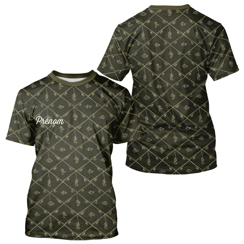 Maillot Pêche Mer Vert Azur - Motif Filet Personnalisé - Homme T-Shirt