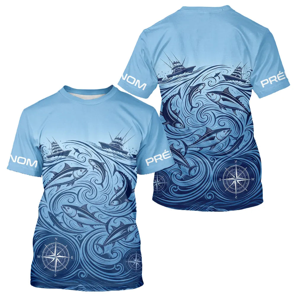 Maillot Passionné Pêche Le Thon - Bleu Personnalisé Anti-UV - T-Shirt Homme