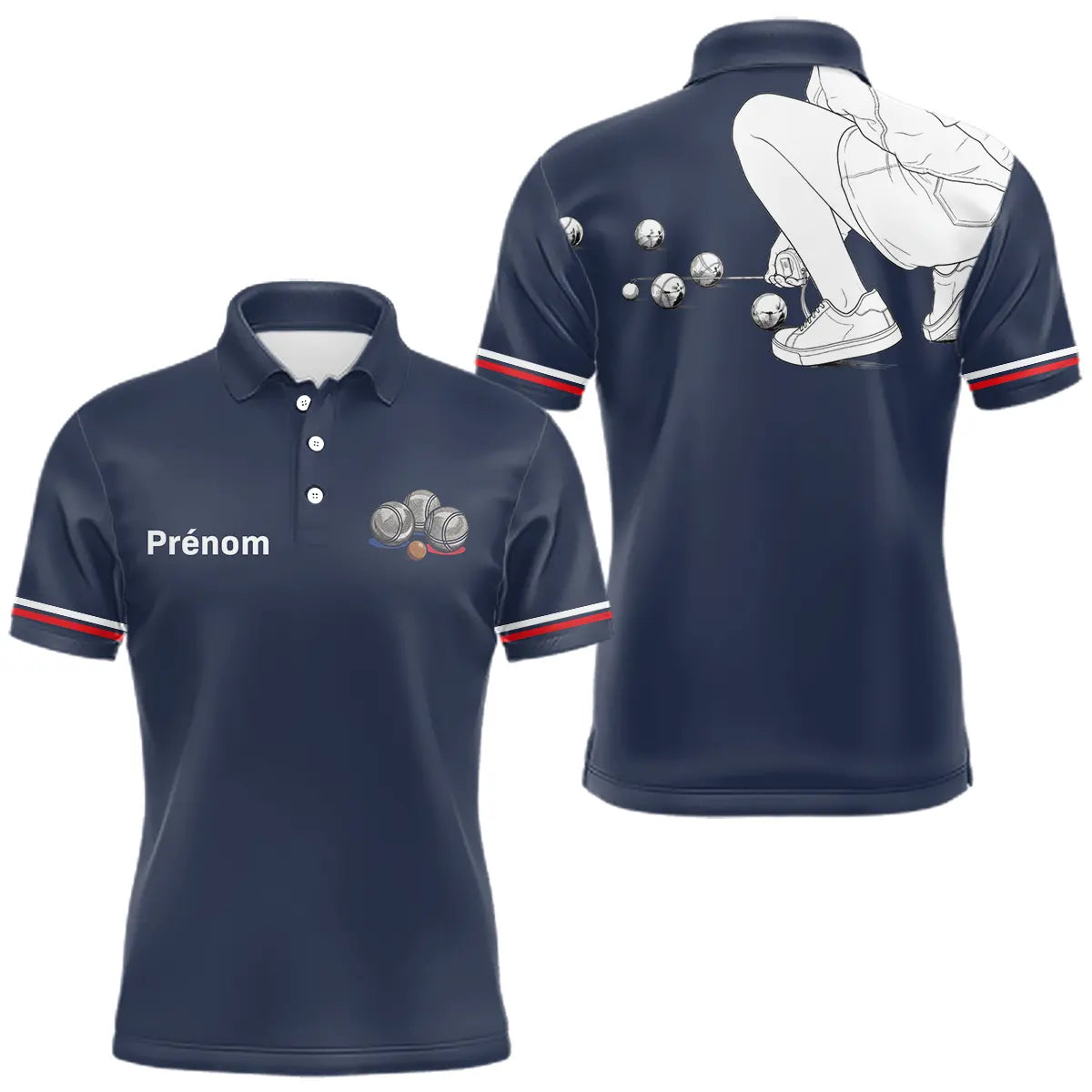 Polo Club Pétanque Homme Femme - Personnalisé Bleu Marine - Polo Homme