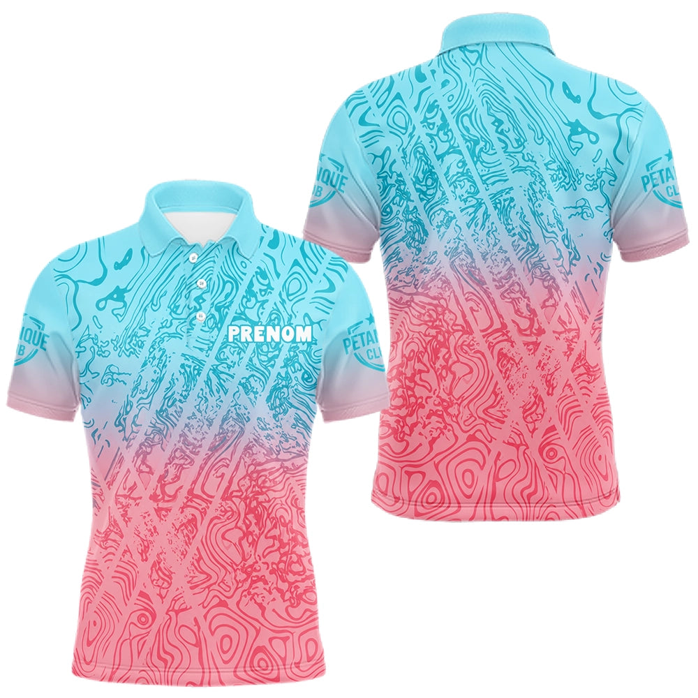 Polo Club Pétanque Homme Femme Gradient - Rose & Bleu Personnalisé - Polo Homme