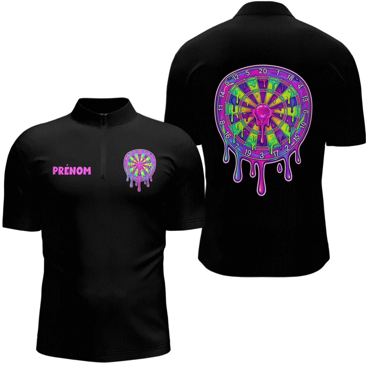 Polo Fléchette Personnalisé - Style Neon Slime - Polo Zippé Homme