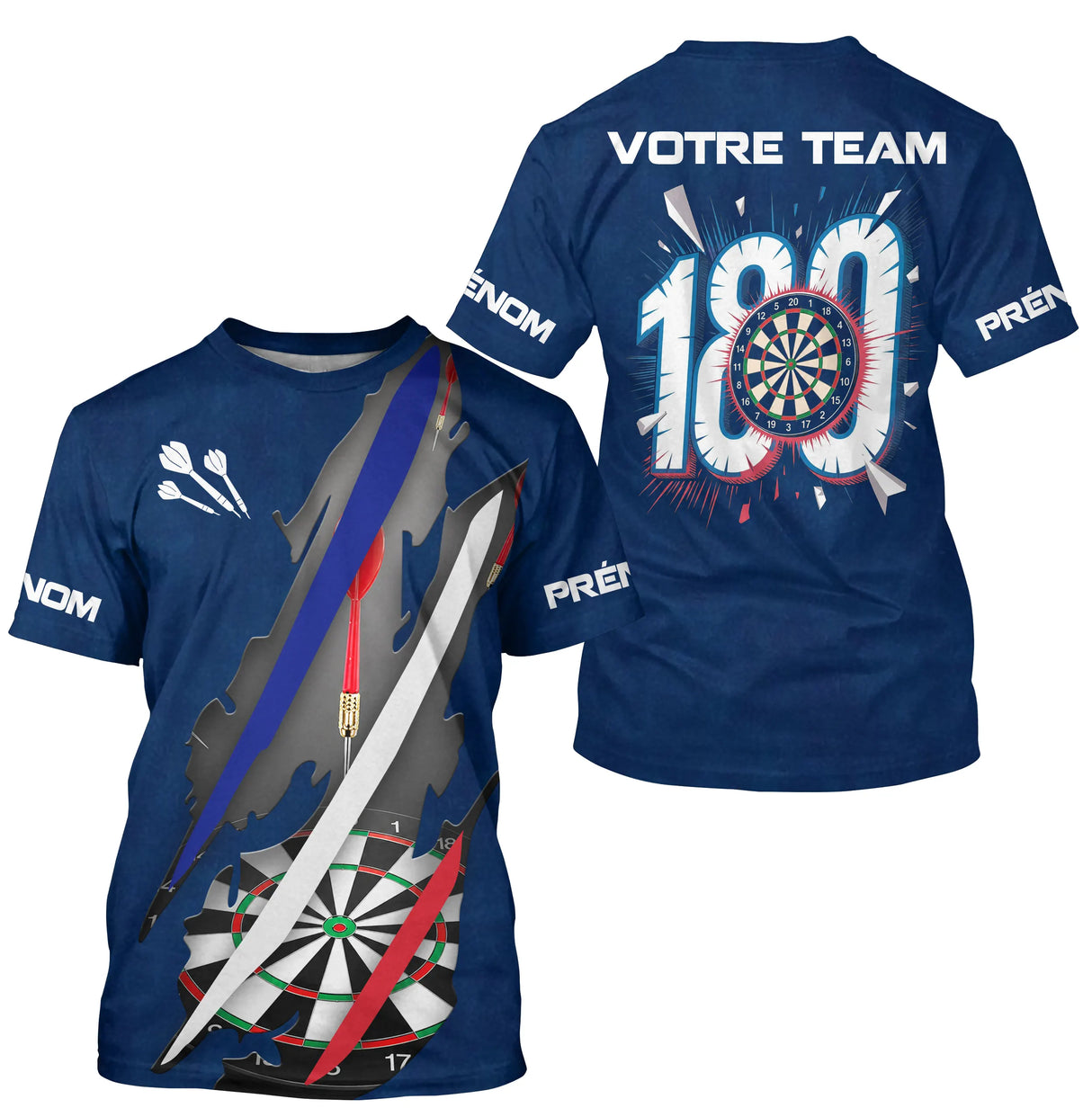 Polo Fléchettes 180 Marine - Drapeau Français Personnalisé - T-Shirt Homme