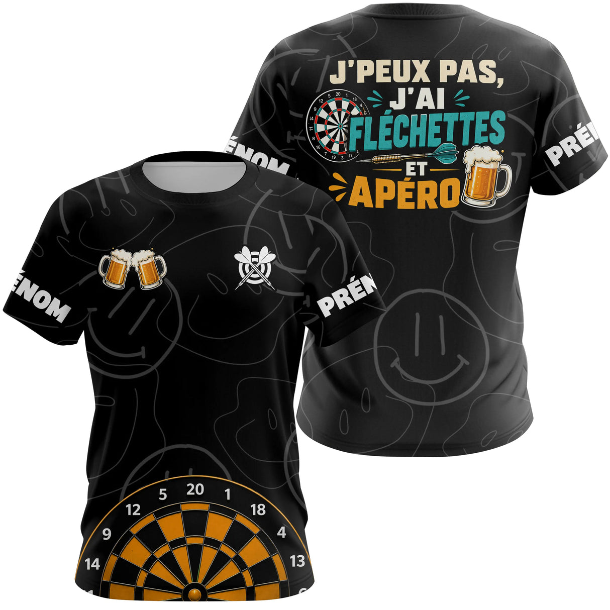 Polo Fléchettes Apéro Personnalisé Noir – Cadeau Original pour Joueurs - T-Shirt Femme
