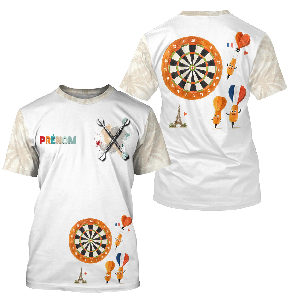 Polo Fléchettes Beige & Blanc Crème - Motif Paris & Cibles - T-Shirt Homme