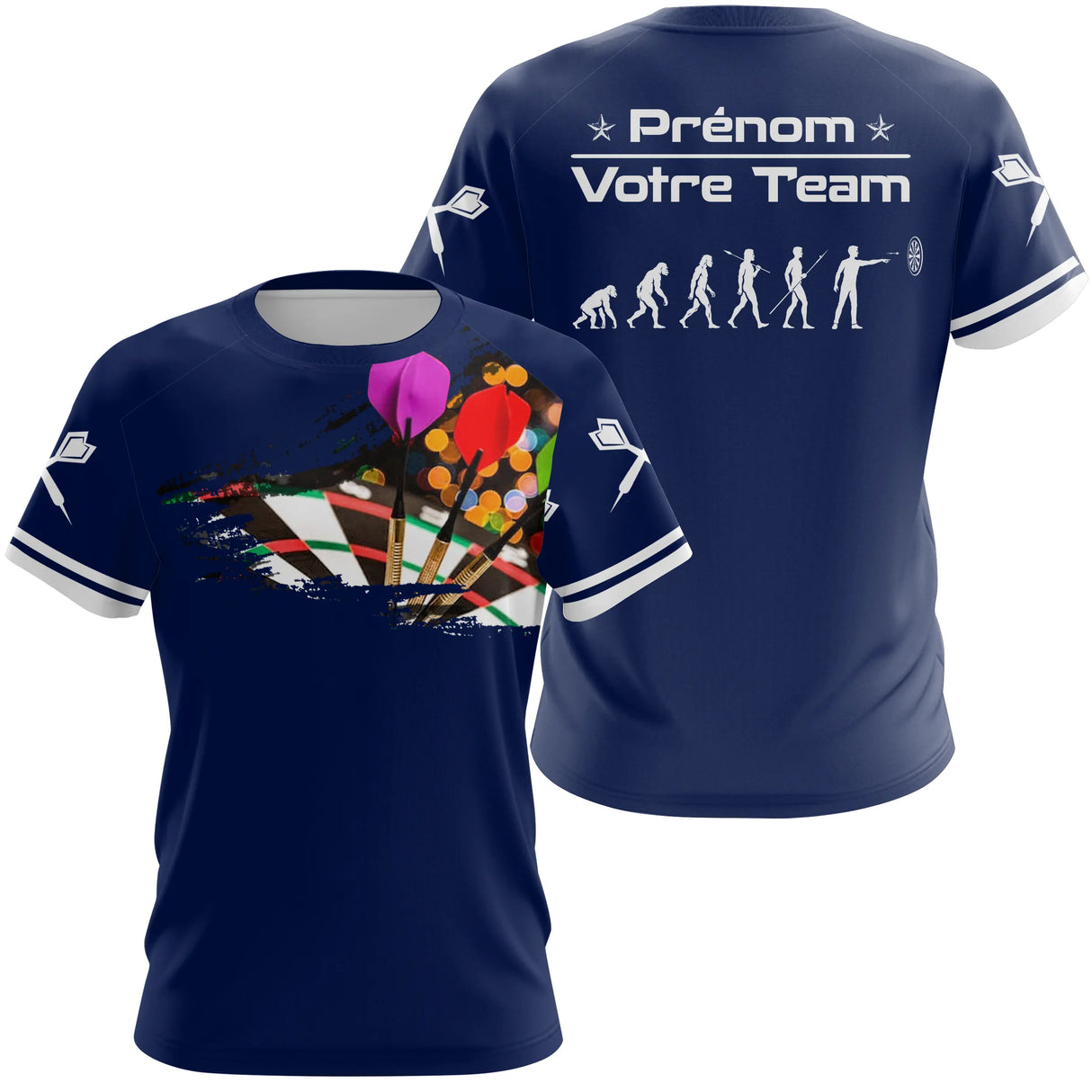 Polo Fléchettes Bleu Marine – Design Multicolores Évolution - T-Shirt Femme