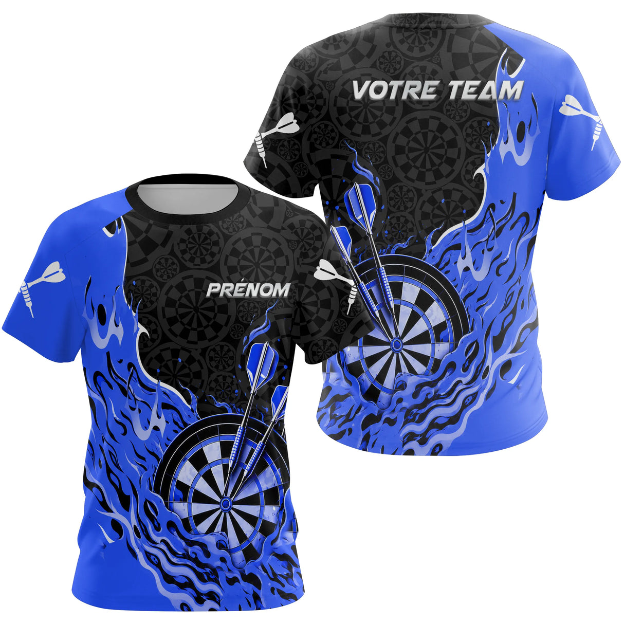 Polo Fléchettes Bleu Personnalisé - Design Flammes Performance - T-Shirt Femme