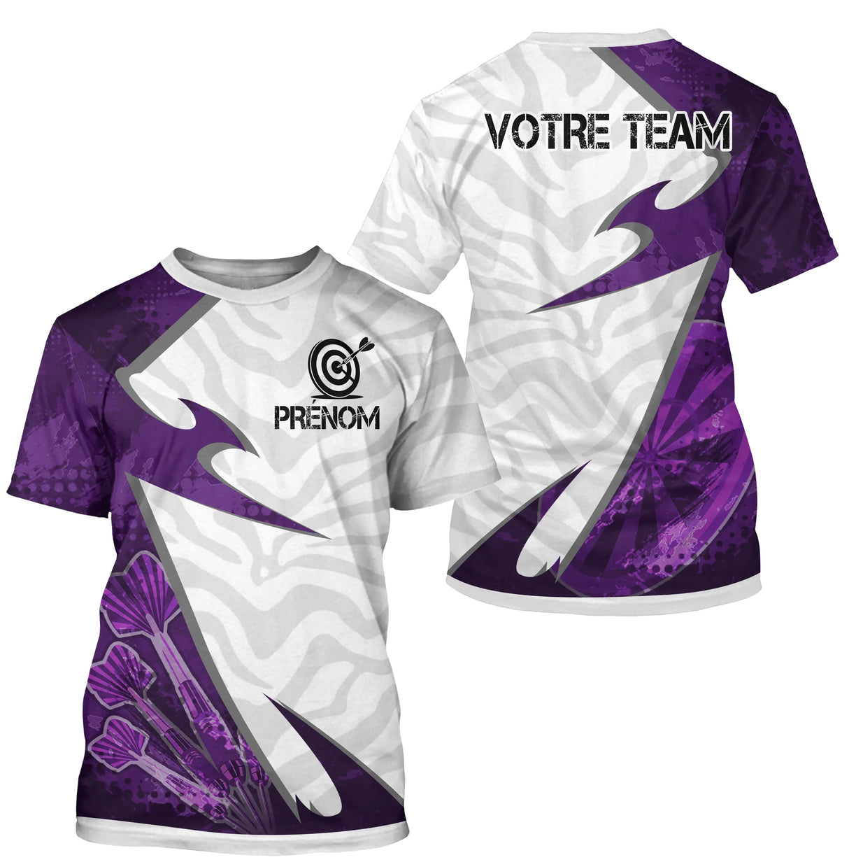 Polo Fléchettes Design Violet – Camouflage Moderne Personnalisé - T-Shirt Homme