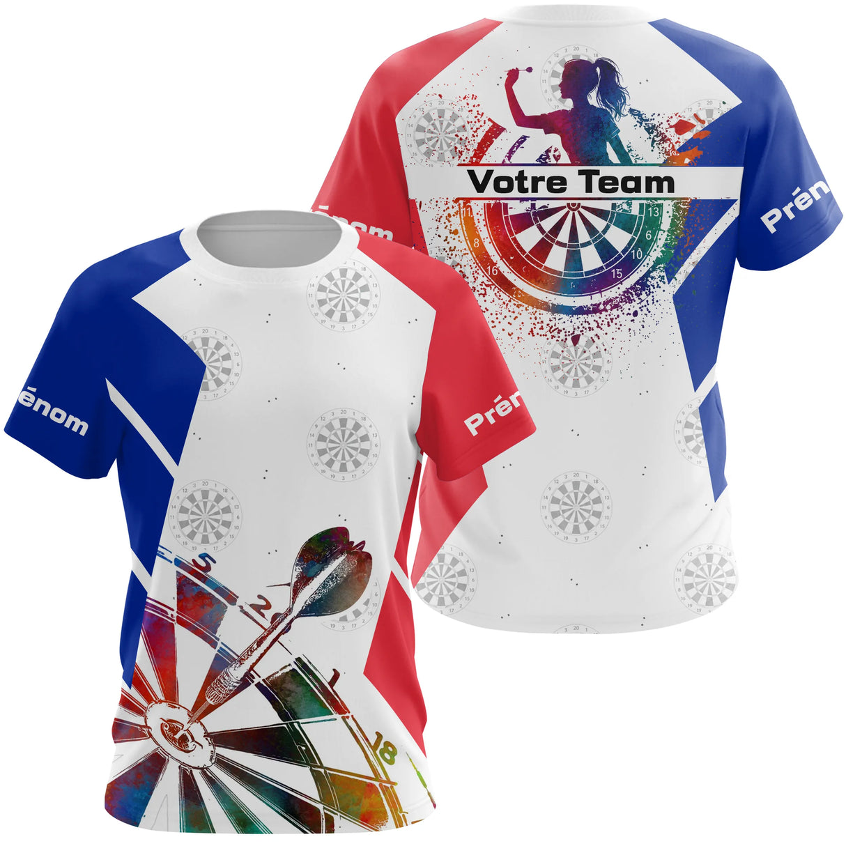 Polo Fléchettes Drapeau Français – Artistique Silhouette Joueur - T-Shirt Femme