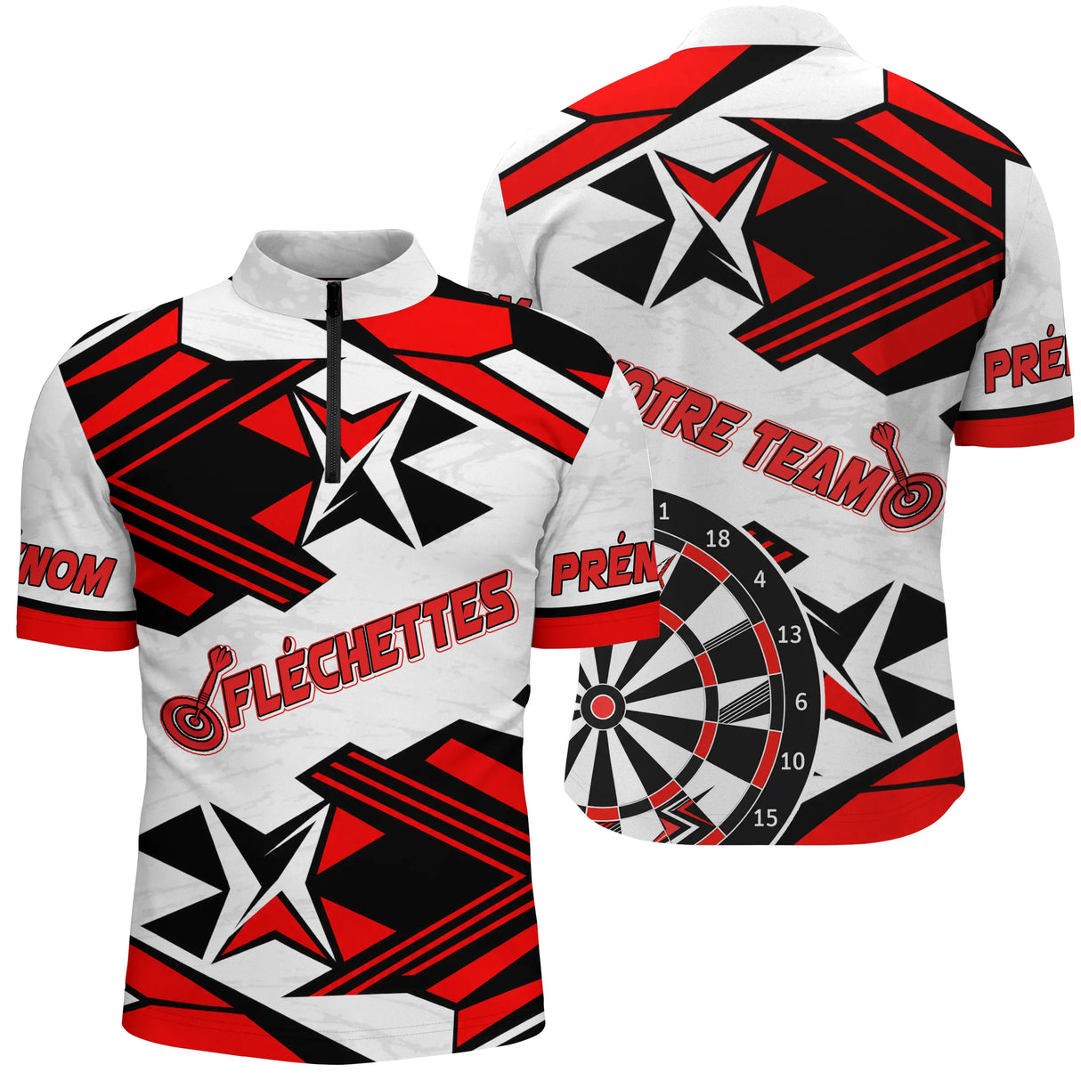 Polo Fléchettes Fléchettes – Graphisme Rouge Énergie Personnalisé - Polo Zippé Homme
