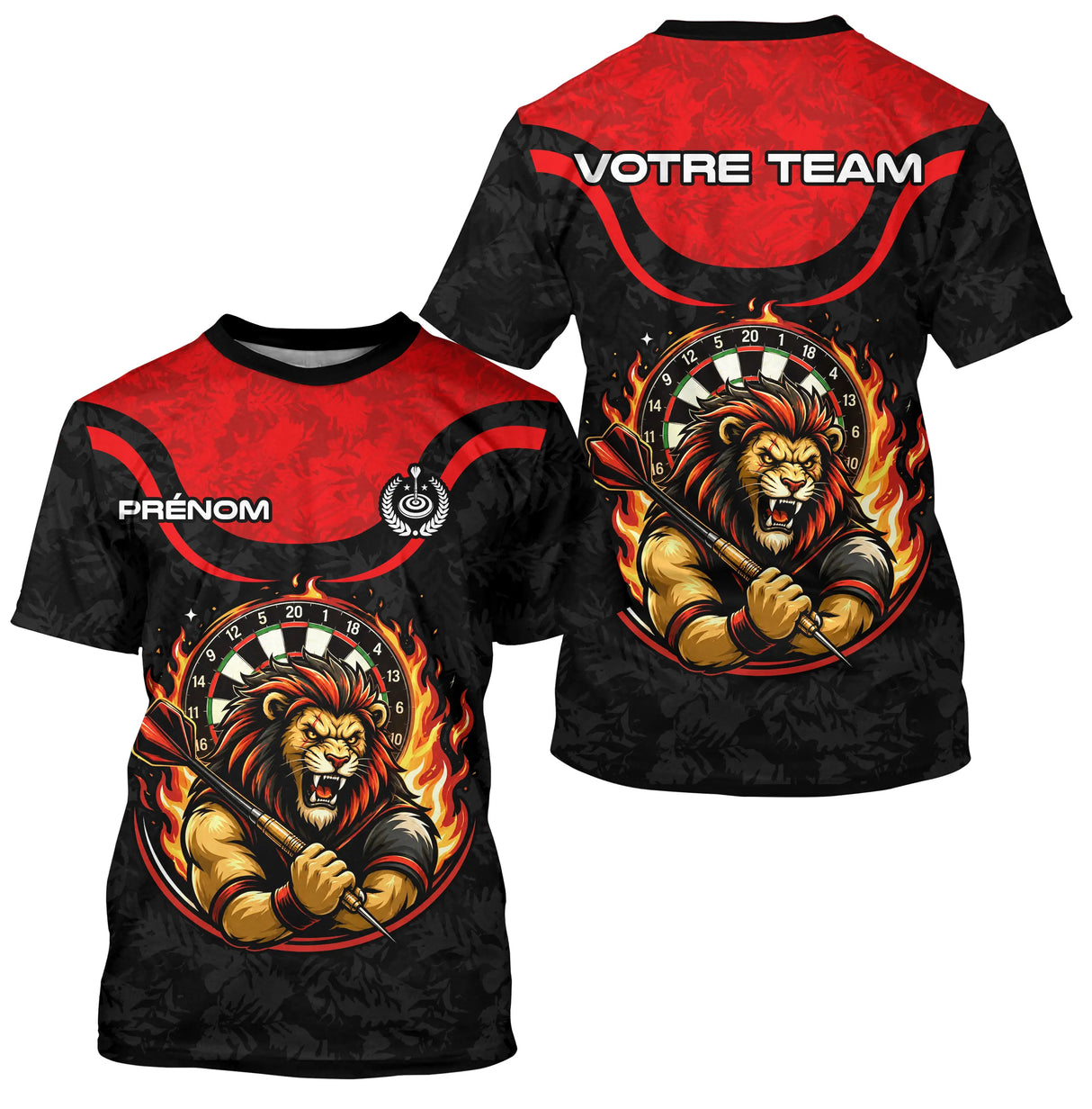 Polo Fléchettes Flammes Personnalisé - Style Lion Guerrier - T-Shirt Homme