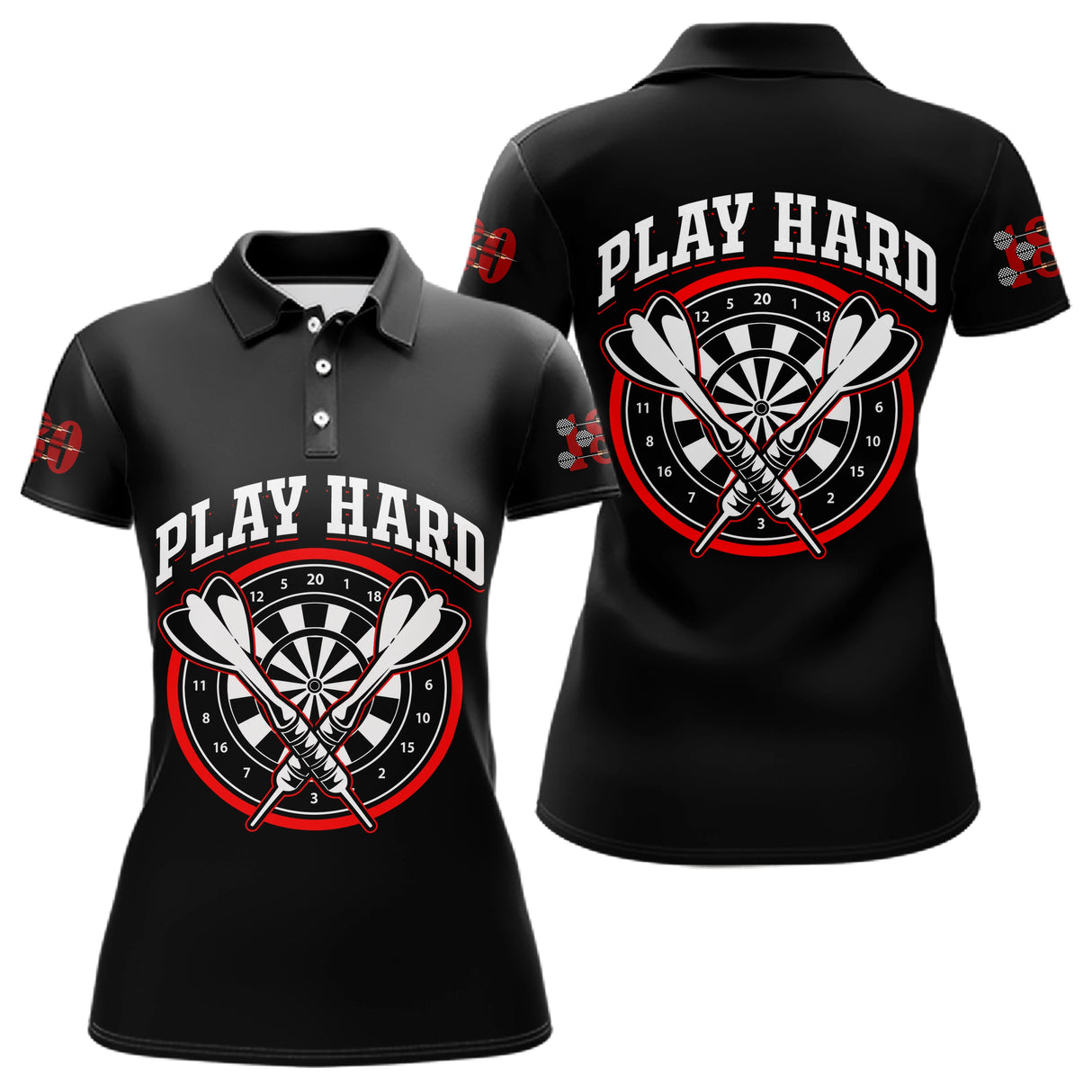 Polo Fléchettes Homme Femme Noir - Play Hard 180 - Polo Femme