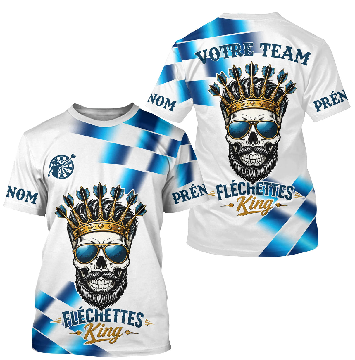 Polo Fléchettes King & Queen - Crâne Royal Bleu - T-Shirt Homme