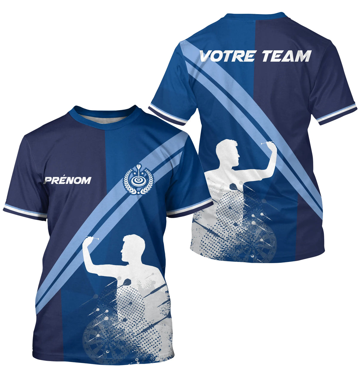 Polo Fléchettes Marine Royal - Silhouette Joueur Personnalisé - T-Shirt Homme