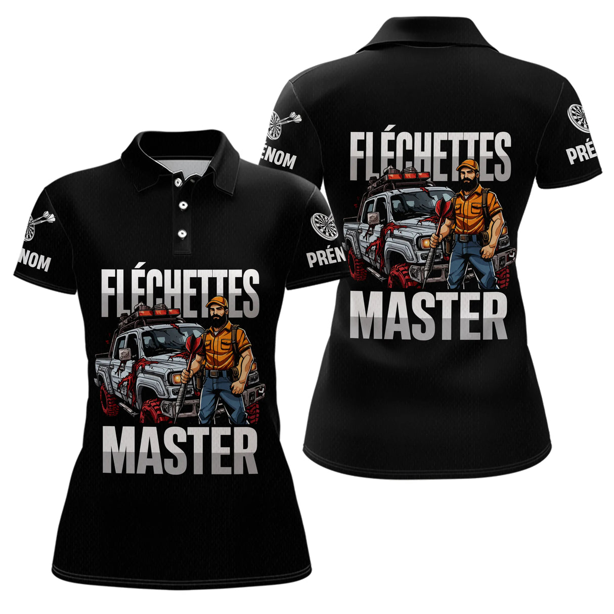 Polo Fléchettes Master Personnalisé - Style Offroad Noir - Polo Femme