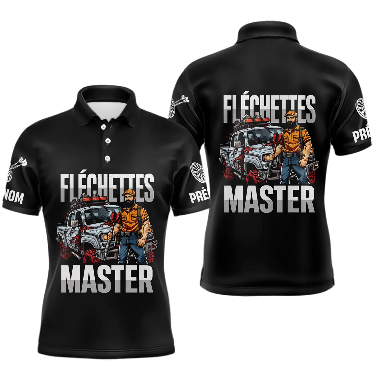 Polo Fléchettes Master Personnalisé - Style Offroad Noir - Polo Homme
