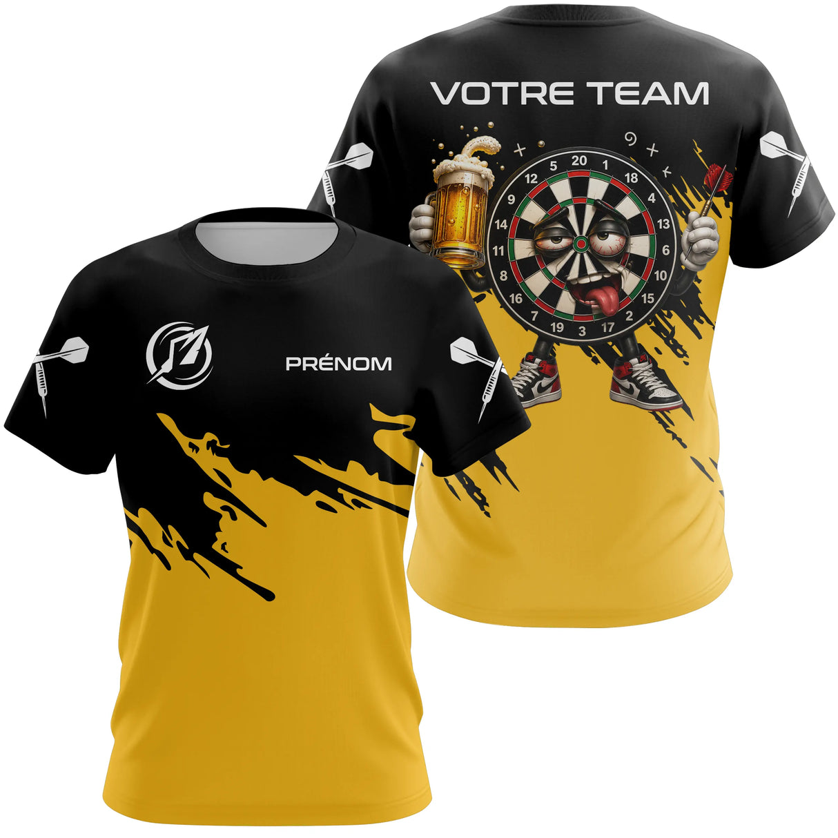 Polo Fléchettes Noir & Jaune – Cible Fun Bière - T-Shirt Femme