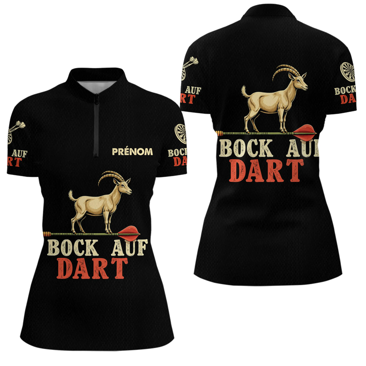 Polo Fléchettes Noir Personnalisé - Bock Auf Homme Femme - Polo Zippé Femme