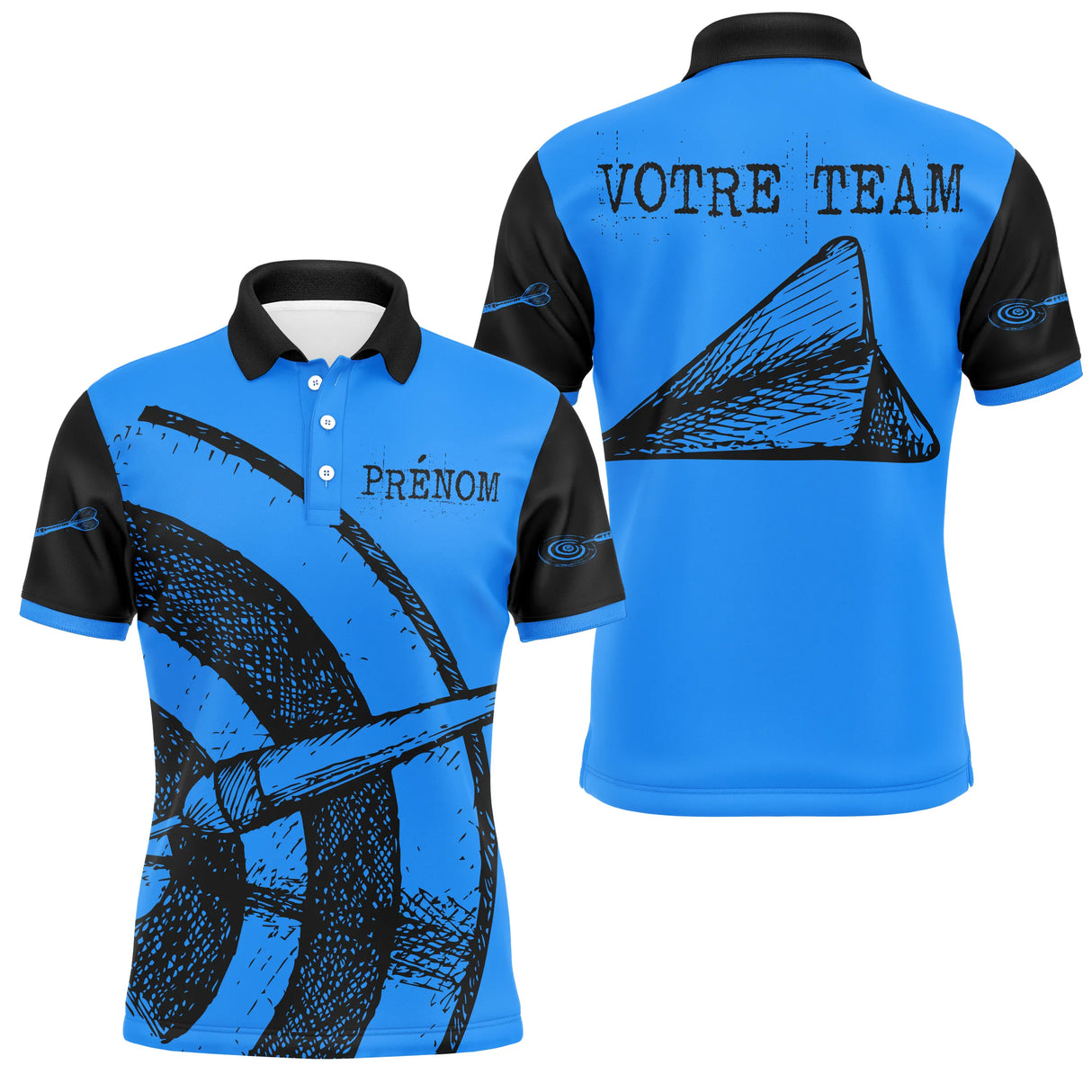 Polo Fléchettes Personnalisé - Bleu Cible Vintage - Polo Homme