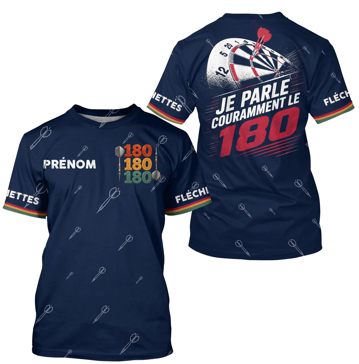 Polo Fléchettes Personnalisé - Bleu Marine "180" - T-Shirt Homme