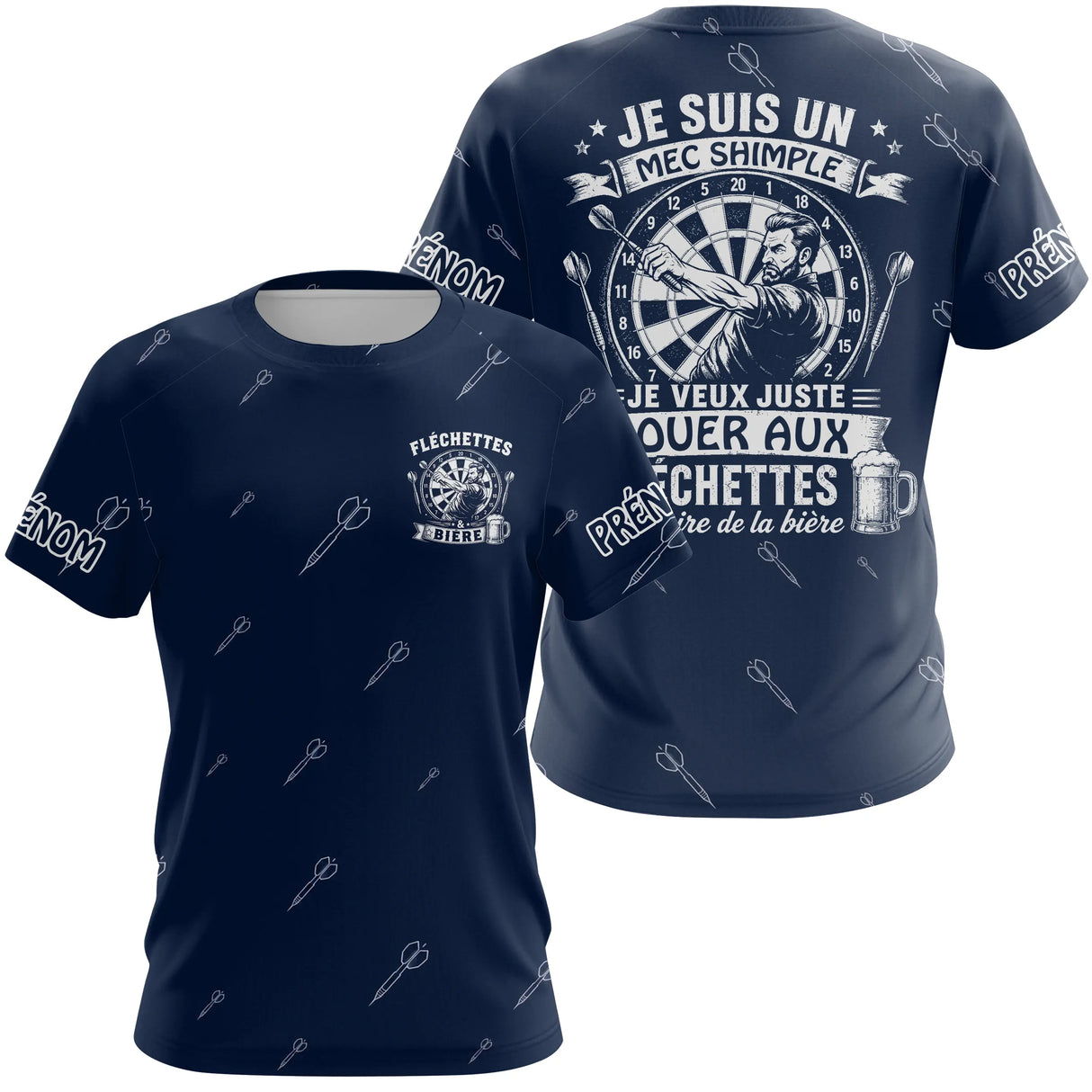 Polo Fléchettes Personnalisé - Bleu Marine Humour - T-Shirt Femme