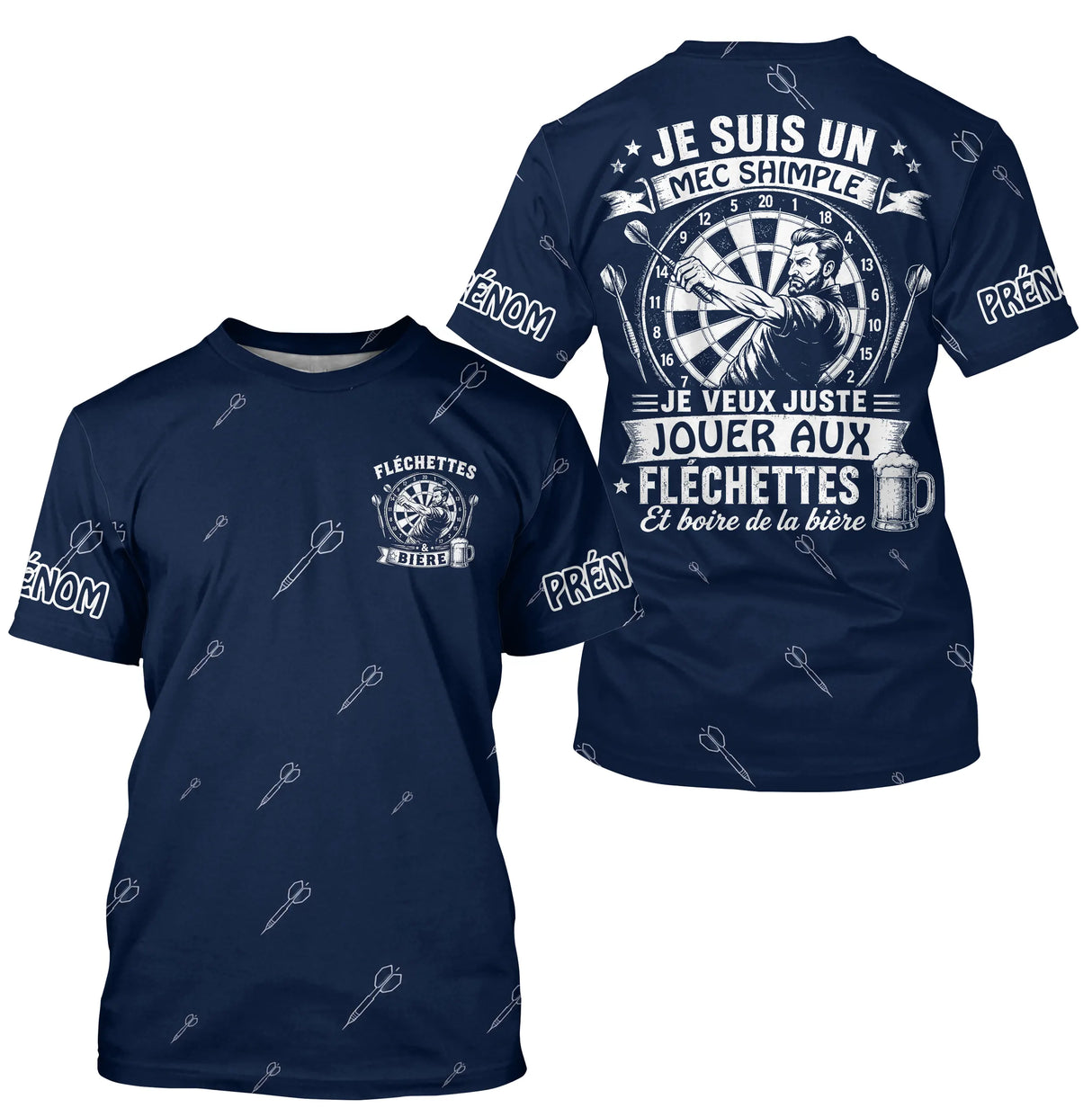 Polo Fléchettes Personnalisé - Bleu Marine Humour - T-Shirt Homme