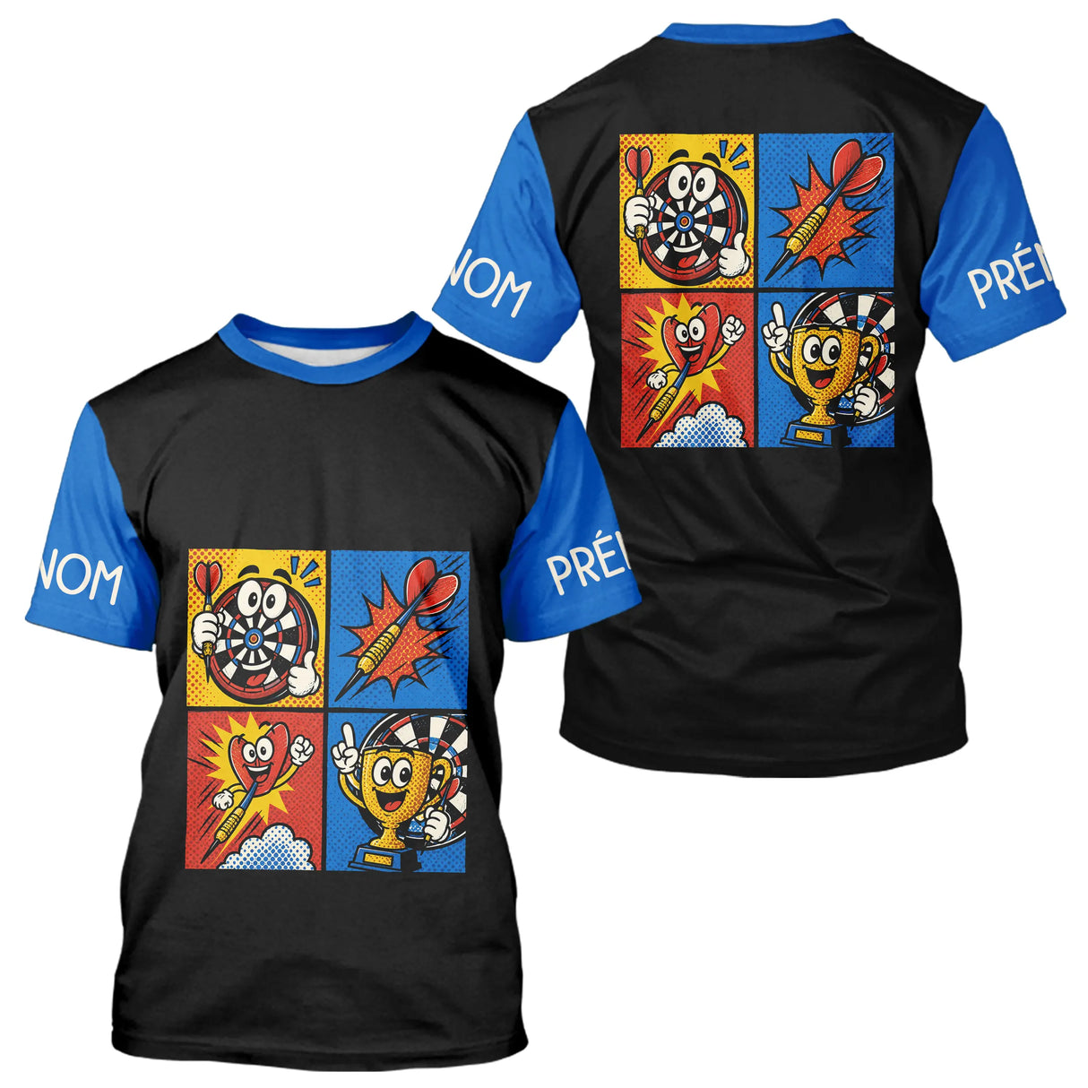 Polo Fléchettes Personnalisé - Bleu & Noir Comic Style - T-Shirt Homme