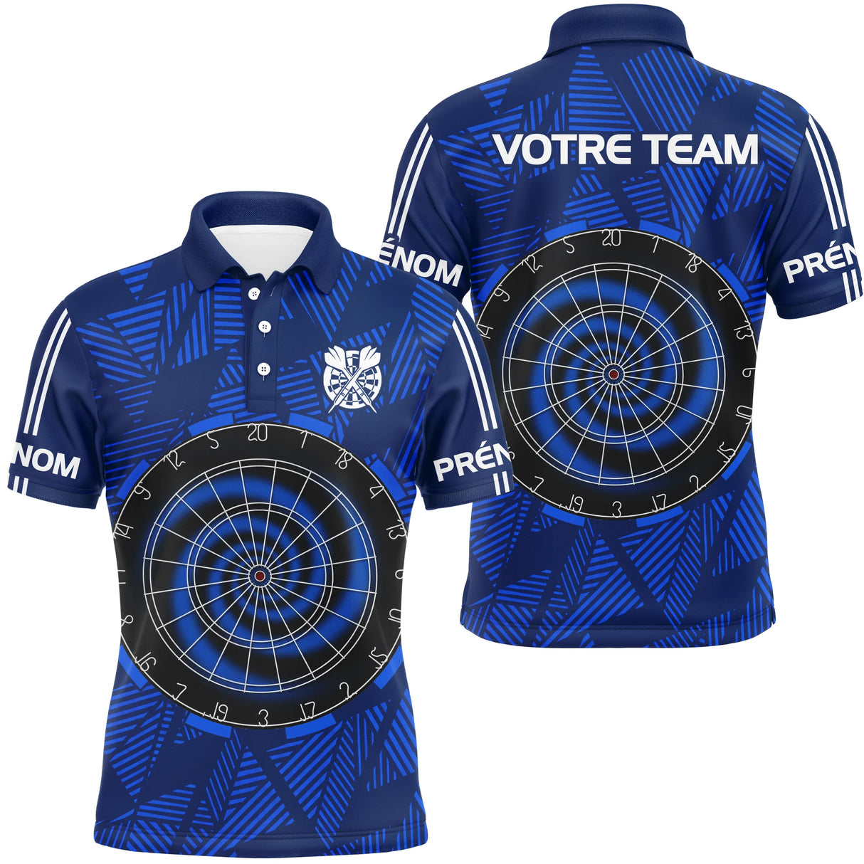 Polo Fléchettes Personnalisé - Cible Bleue Équipe - Polo Homme