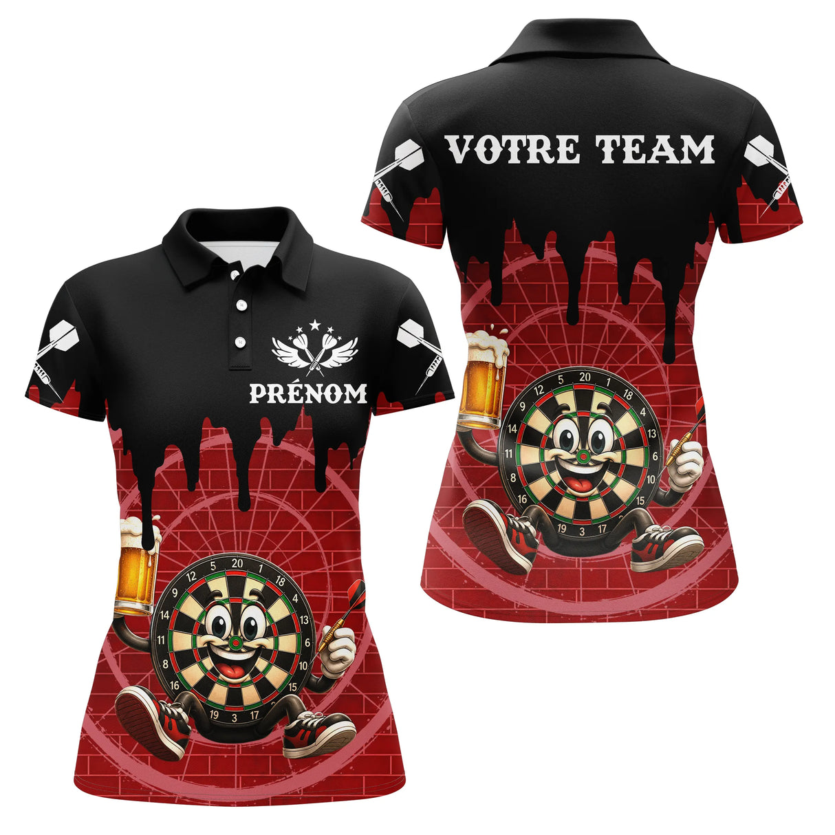 Polo Fléchettes Personnalisé - Cible Souriante Bière - Polo Femme