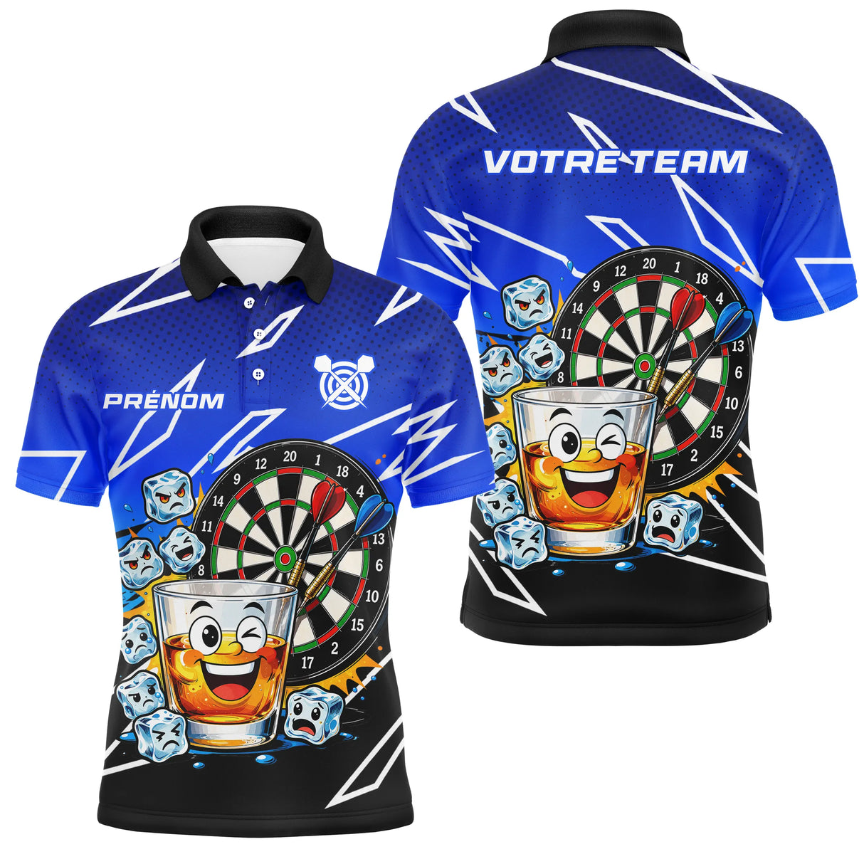 Polo Fléchettes Personnalisé - Design Bullseye & Whisky - Polo Homme