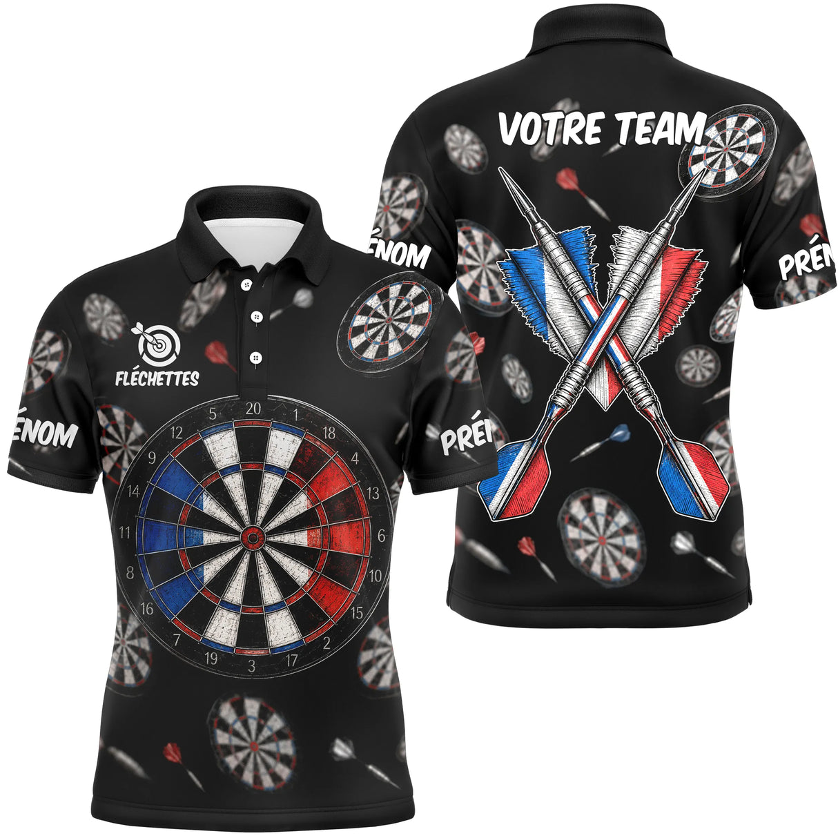 Polo Fléchettes Personnalisé - Design France Équipe - Polo Homme