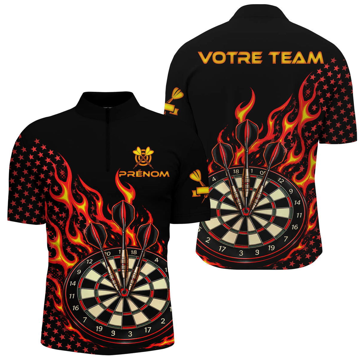 Polo Fléchettes Personnalisé - Design Triple Bullseye - Polo Zippé Homme