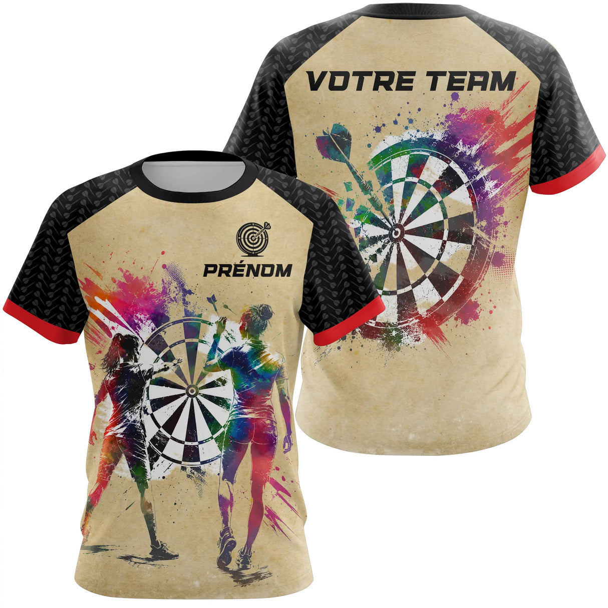 Polo Fléchettes Personnalisé - Design Vintage Aquarelle - T-Shirt Femme